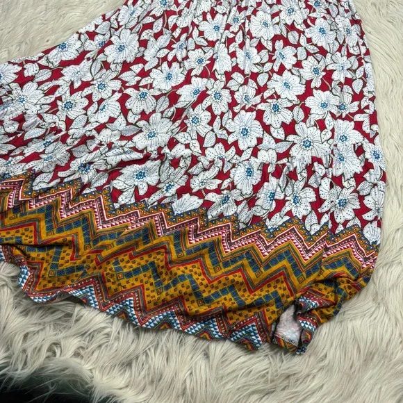 Maeve Women's S Auden Maxi Dress Red White Floral Boho Resort Jersey Stretch - Picture 8 of 9